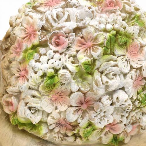 Floristik24 Šnek s květinovou výzdobou, zahradní zvířátko, dekorativní šnek, letní dekorace hnědá/růžová/zelená V13,5cm L19cm