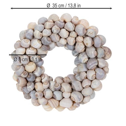 položky Šnečí věnec k zavěšení, dekorativní věnec, námořní styl, Nathai, Ø35cm