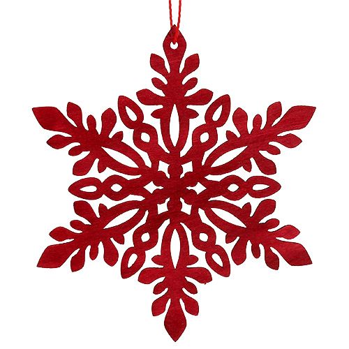 Floristik24 Sněhová vločka dřevo Ø8cm - Ø12cm přírodní/červená 12ks