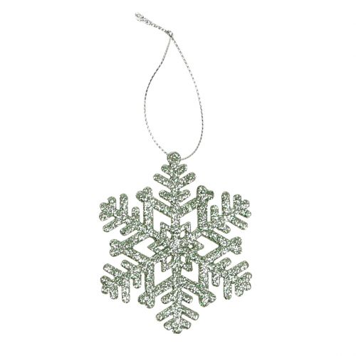 Floristik24 Vločka Ø8cm mátově zelená se třpytkami 12ks