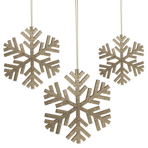 Floristik24 Vločka zlatá k zavěšení Ø8cm - Ø12cm 9ks