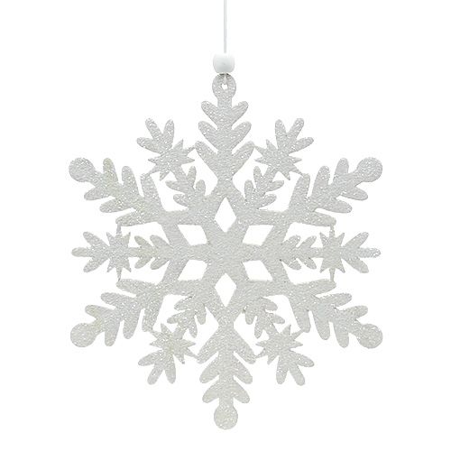 Floristik24 Vločka bílá se slídou 20cm 4ks