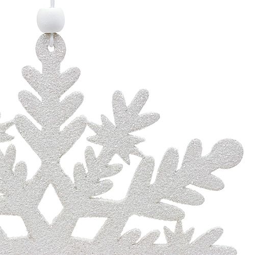 Floristik24 Vločka bílá se slídou 20cm 4ks