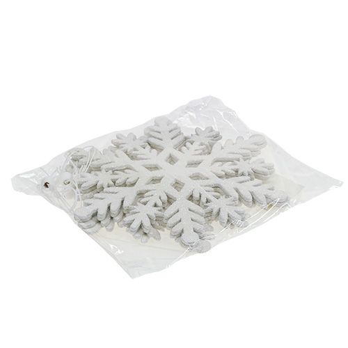 Floristik24 Vločka bílá se slídou 20cm 4ks
