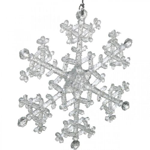 položky Dekorativní vločka, zimní dekorace, ledový krystal k zavěšení, Vánoce V10cm Š9,5cm plast 12ks