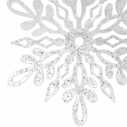 Floristik24 Vločka na zavěšení 14,5cm průhledná, třpytky 12ks