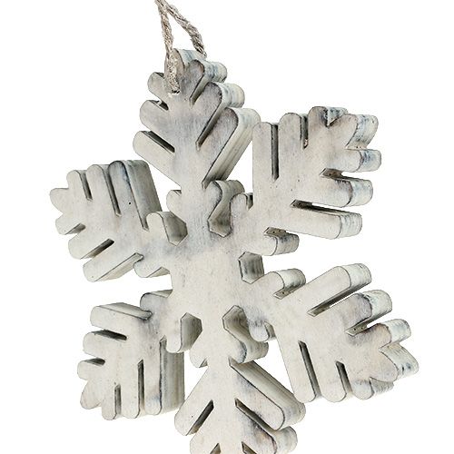 Floristik24 Dřevěné vločky bílo-šedého druhu. 7-12cm 6ks