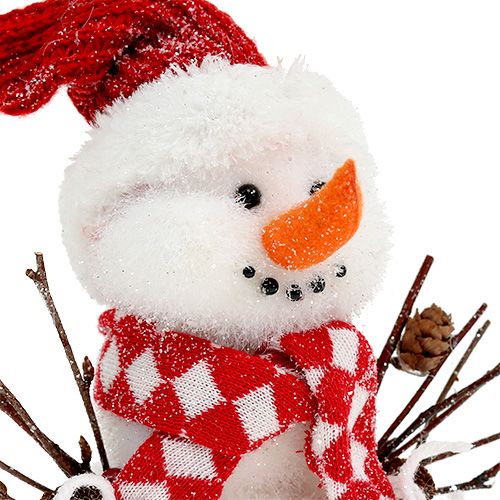 Floristik24 Sněhulák bílo-červený vločkovaný 24cm
