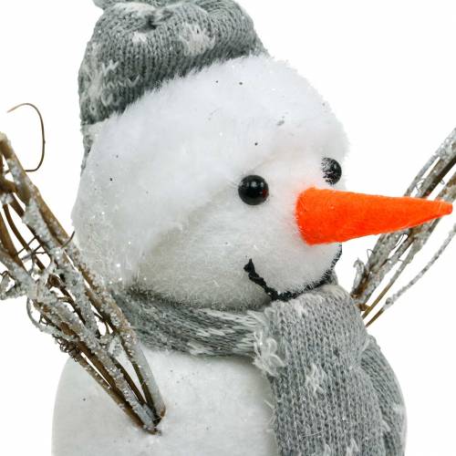 položky Sněhulák s šálou a čepicí bílá, šedá dekorace postava zimní dekorace
