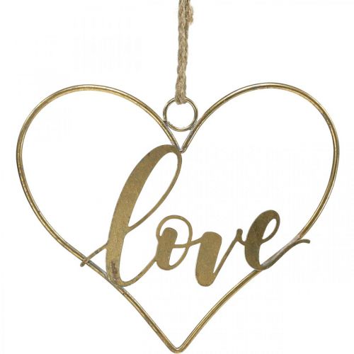 Floristik24 Nápis Love heart deco metal gold k zavěšení 27cm