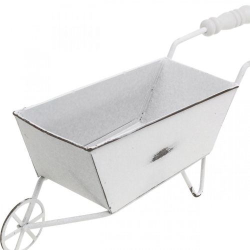 Floristik24 Mini trakař, dekorace na stůl, letní dekorace shabby chic hnědá, bílá V7,5cm L25cm