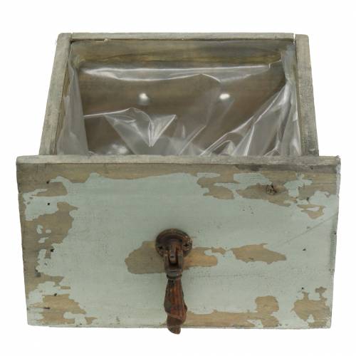 Floristik24 Květináč dřevěná zásuvka starožitná šedá 16cm x 14cm
