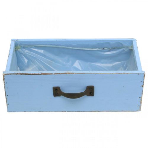 položky Dřevěná zásuvka na rostliny světle modrá shabby chic truhlík na rostliny 25×13×8cm