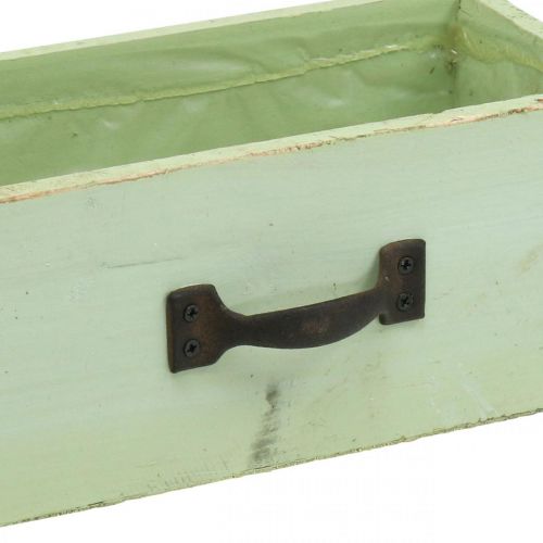 Floristik24 Zásuvka na rostliny dřevo světle zelená truhlík na rostliny vintage 25×13×8cm