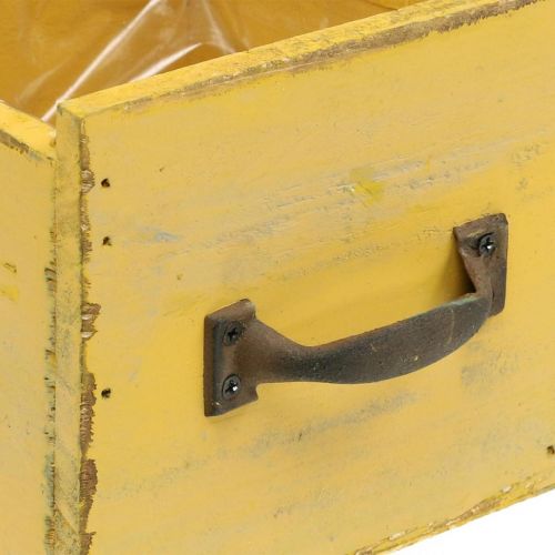 Floristik24 Dekorativní zásuvka vintage květináč dřevo žlutá 12,5×12,5×11cm