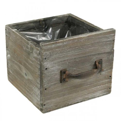 Floristik24 Zásuvka na rostliny shabby chic dřevěná dekorace přírodní 12,5×12,5×11cm