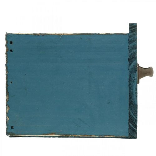 Floristik24 Zásuvka na rostliny modrá dřevěná dekorace shabby chic 12,5×12,5×11cm