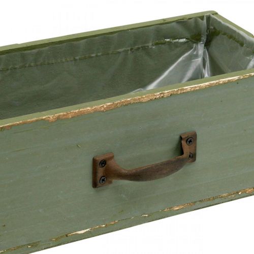 Floristik24 Květináč dekorativní zásuvka dřevo shabby chic zelená 25x13x9cm