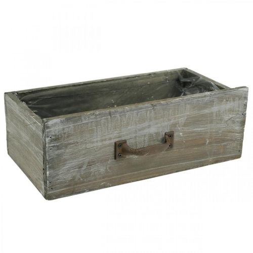 Floristik24 Dřevěná zásuvka truhlíku na rostliny shabby chic praná bílá 25x13x9cm
