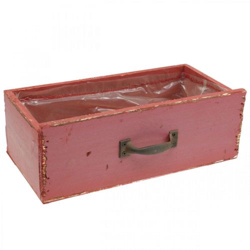 Floristik24 Květináč Dřevěná zásuvka Shabby Chic Red 25x13x9cm