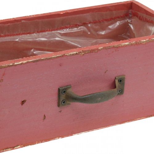 Floristik24 Květináč Dřevěná zásuvka Shabby Chic Red 25x13x9cm