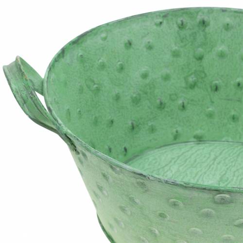 Floristik24 Dekorativní mísa květináč Kovová zelená praná Ø24cm H10cm