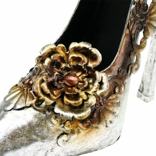 položky Dekorativní bota na výsadbu bot stříbrná lesklá 26cm x 11cm H30cm