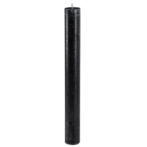 Floristik24 Černé svíčky jednobarevné tyčové svíčky 34x300mm 4 ks