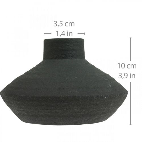 Floristik24 Černá keramická váza dekorativní váza plochá baňatá V10cm