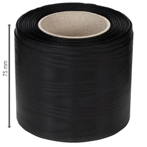 Černá věncová stuha 75 mm 25 m - acetátová smuteční stuha pro potisk a dekoraci stuhy | Floristik24.cz