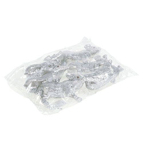 Floristik24 Prase se stříbrným třpytem 9cm 6ks