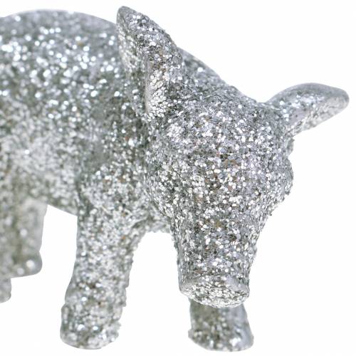 Floristik24 Deco prasátko Silvestrovská dekorace stříbrné třpytky 3,5cm 2ks