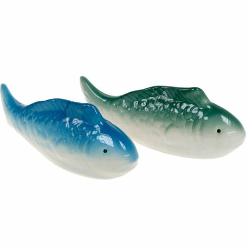 Floristik24 Plavecká ryba modrá/zelená keramika 16cm 2ks
