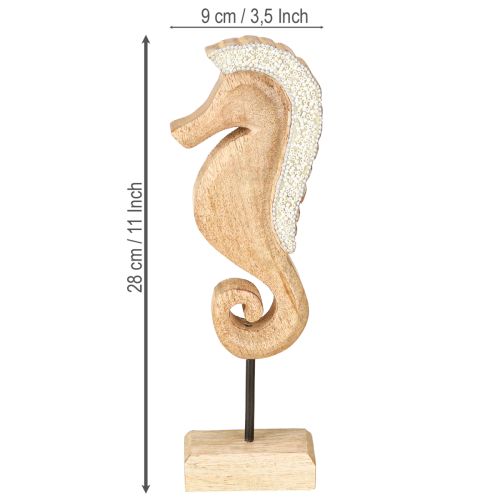 položky Dekorace mořský koník s perlami, dekorace na námořní stůl, dřevo, 28 cm