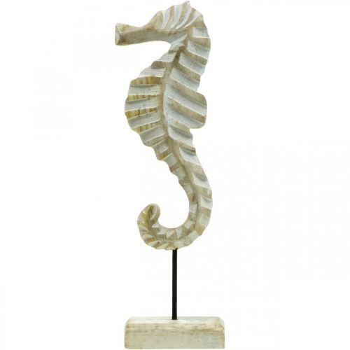 Floristik24 Mořský koník ze dřeva, námořní dekorace, dekorativní figurka mořského živočicha přírodní barva, bílá V35cm