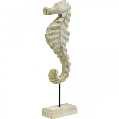 Floristik24 Mořský koník ze dřeva, námořní dekorace, dekorativní figurka mořského živočicha přírodní barva, bílá V35cm