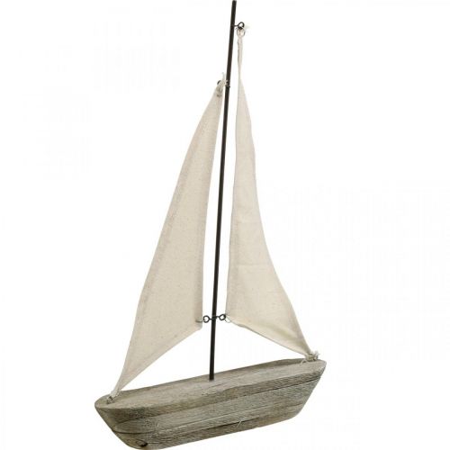 Plachetnice, loď ze dřeva, námořní dekorace shabby chic přírodní barvy, bílá V37cm L24cm