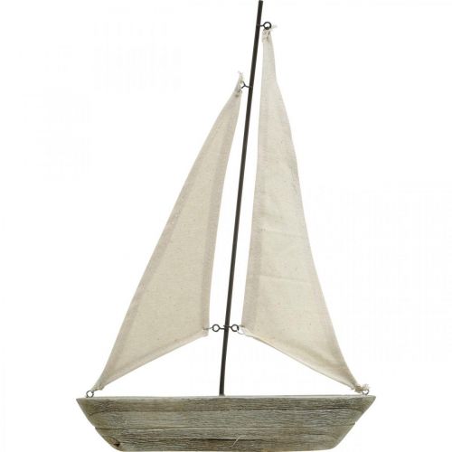 Floristik24 Plachetnice, loď ze dřeva, námořní dekorace shabby chic přírodní barvy, bílá V37cm L24cm
