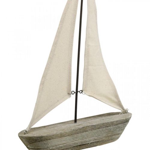 Floristik24 Plachetnice, loď ze dřeva, námořní dekorace shabby chic přírodní barvy, bílá V37cm L24cm