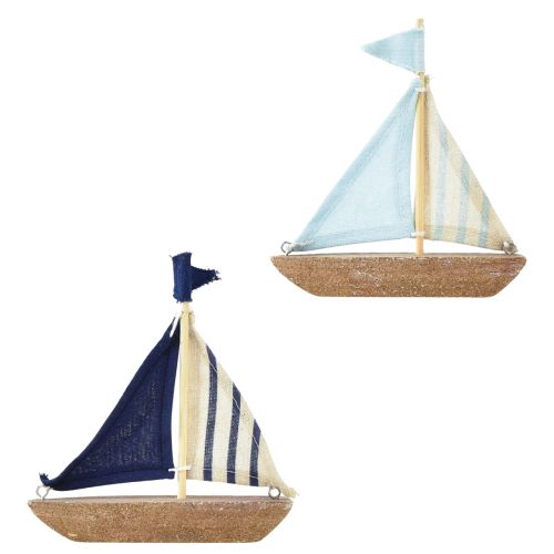 položky Vintage plachetnice dřevěná dekorativní loď 12×3×15cm sortiment 2ks