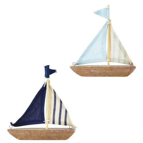Vintage plachetnice dřevěná dekorativní loď 12×3×15cm sortiment 2ks