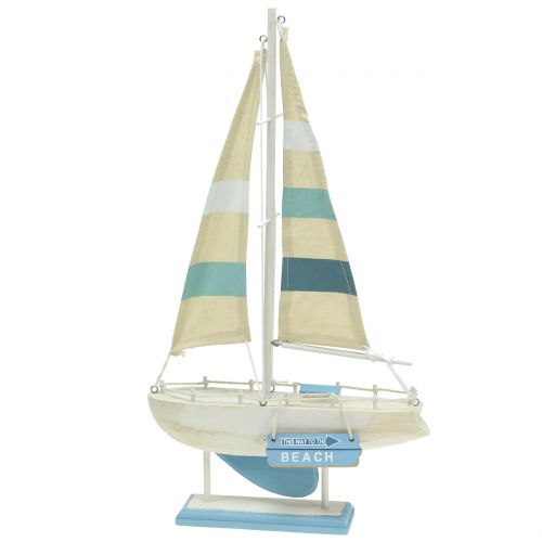 Deco dřevěná plachetnice modrá, bílá V41,5cm