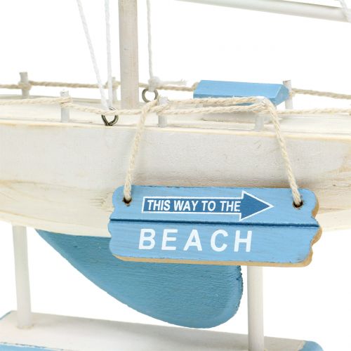 Floristik24 Deco dřevěná plachetnice modrá, bílá V41,5cm