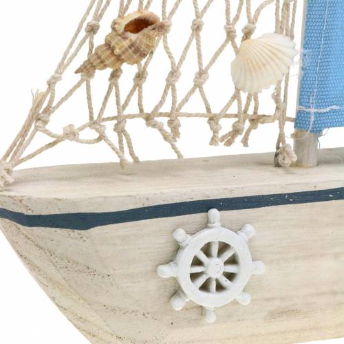 položky Dekorativní plachetnice Dřevo Modrá Bílá Přírodní 20x4cm V30cm