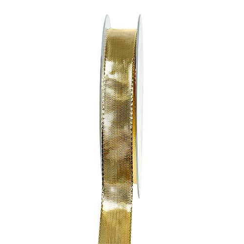 položky Dárková stuha zlatá s drátěným okrajem 15mm 25m