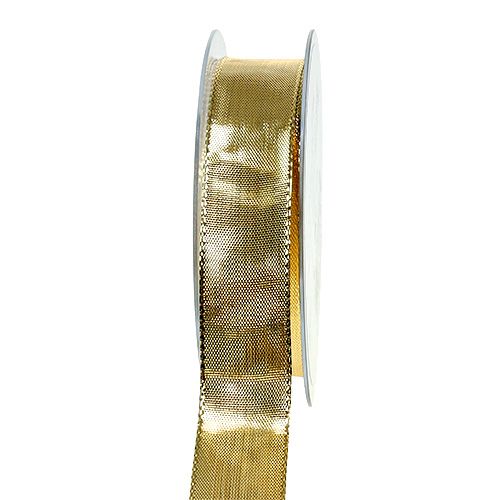 Floristik24 Dárková stuha zlatá s drátěným okrajem 25mm 25m
