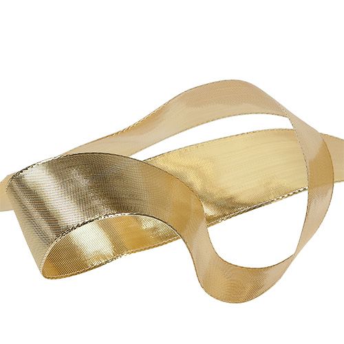 Floristik24 Dárková stuha zlatá s drátěným okrajem 40mm 25m