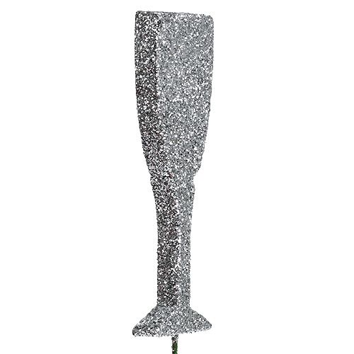 položky Sklenice na šampaňské se stříbrným třpytem 8cm L28cm 24ks