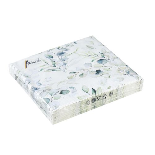 Floristik24 Ubrousky eukalyptová dekorační dekorace na stůl bílá 25x25cm 20 ks