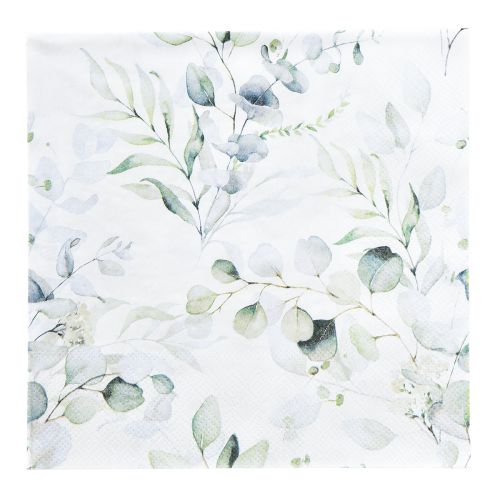 Floristik24 Ubrousky motiv eukalyptus bílá zelená 33x33cm 20 ks